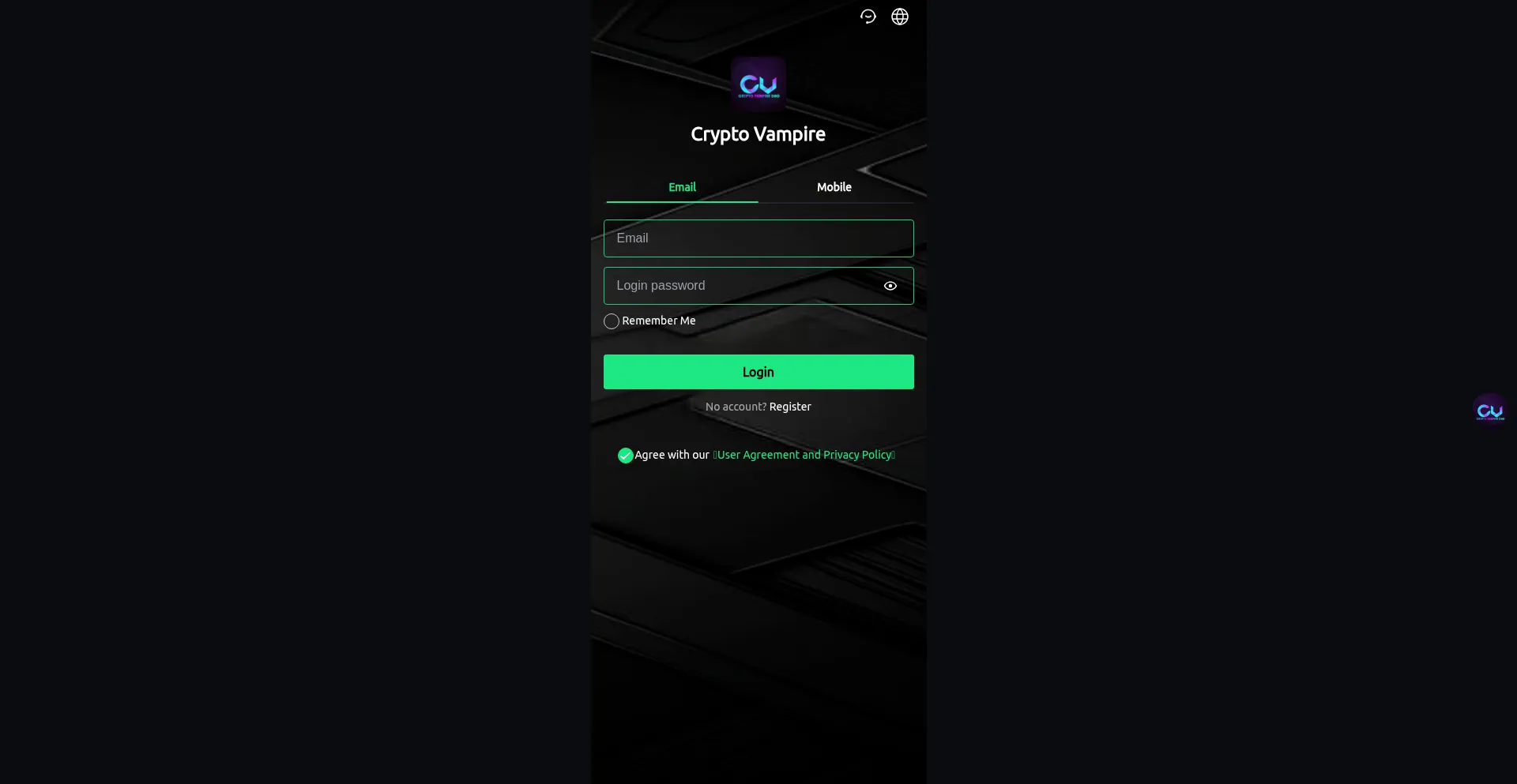 Website screenshot of Cryptovampire5.com