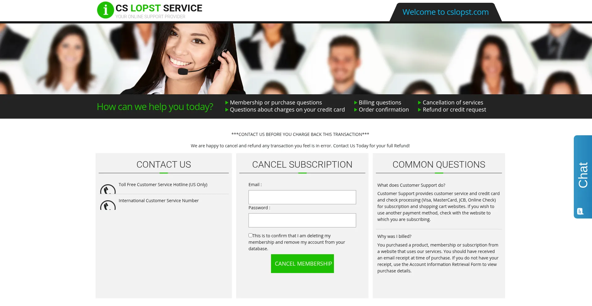 Website screenshot of Cslopst.com