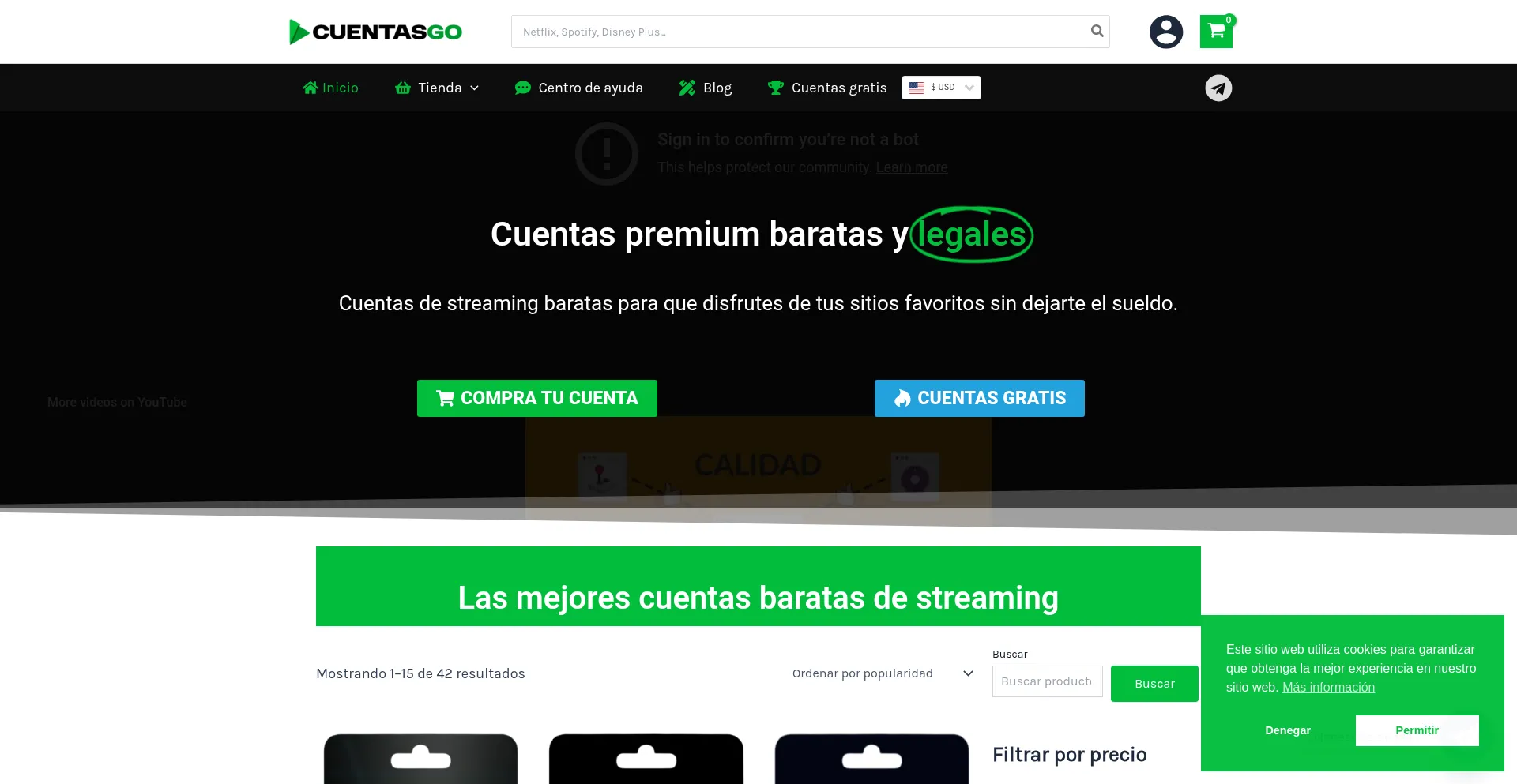 Website screenshot of Cuentasgo.com