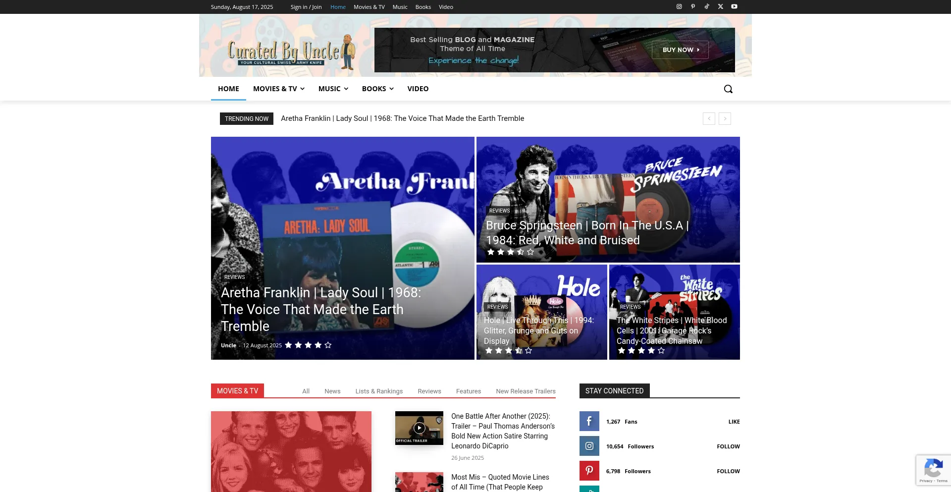 Website screenshot of Curatedbyuncle.com