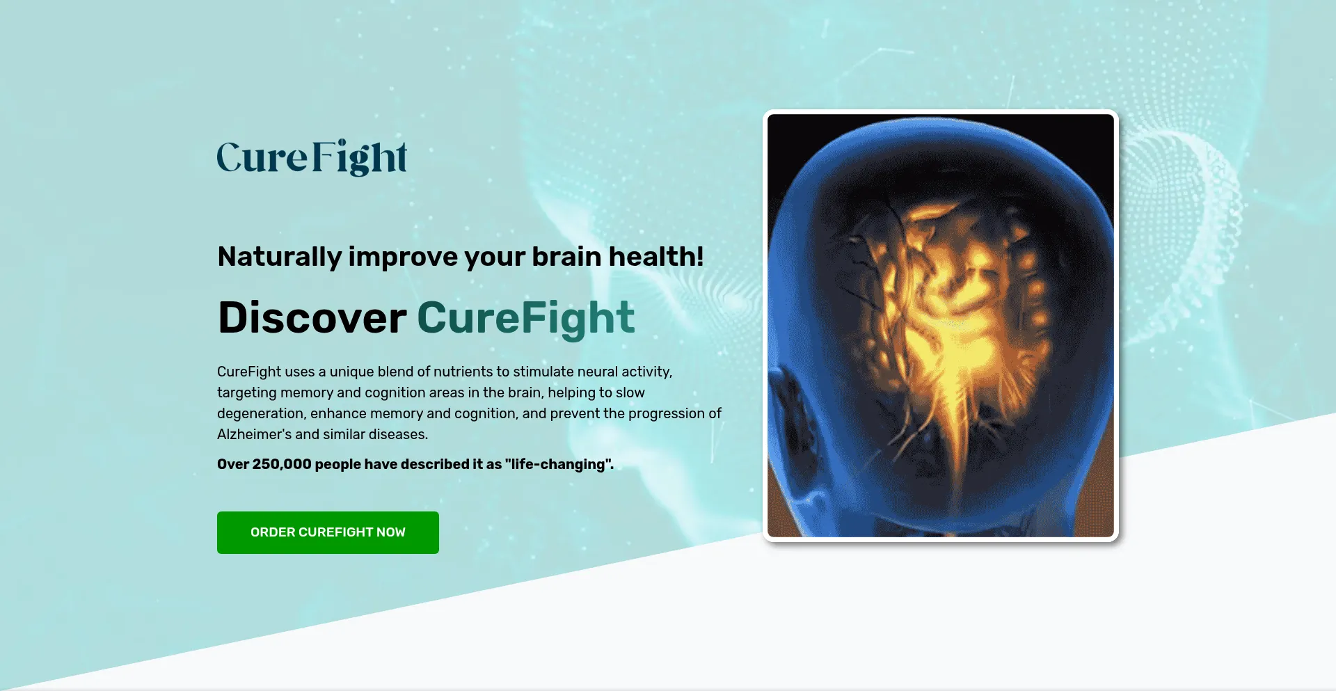 Website screenshot of Curefight.com