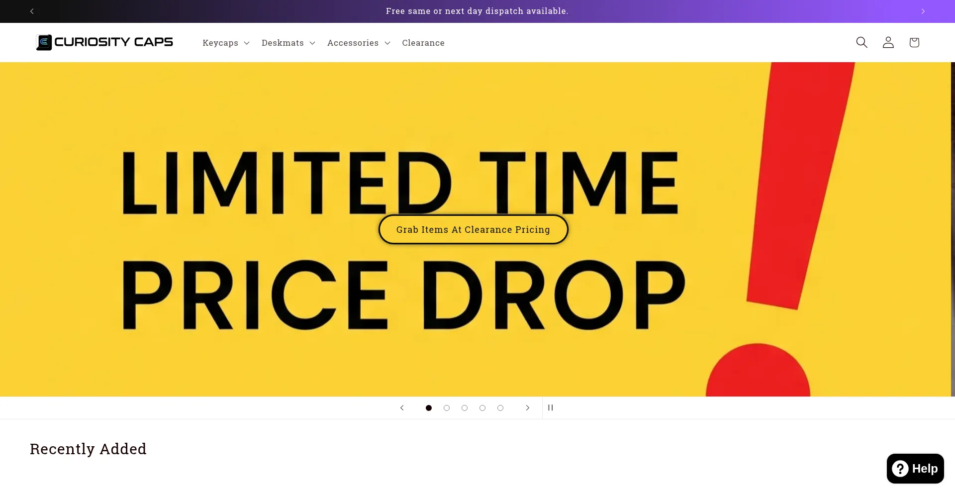 Website screenshot of Curiositycaps.in
