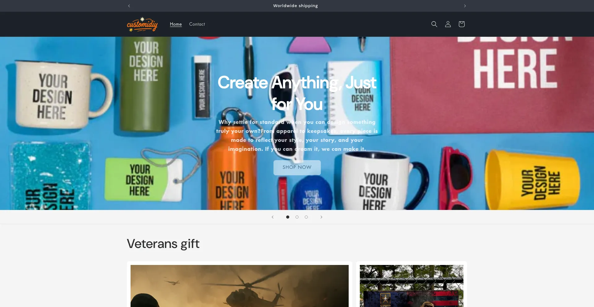 Website screenshot of Customidiy.top