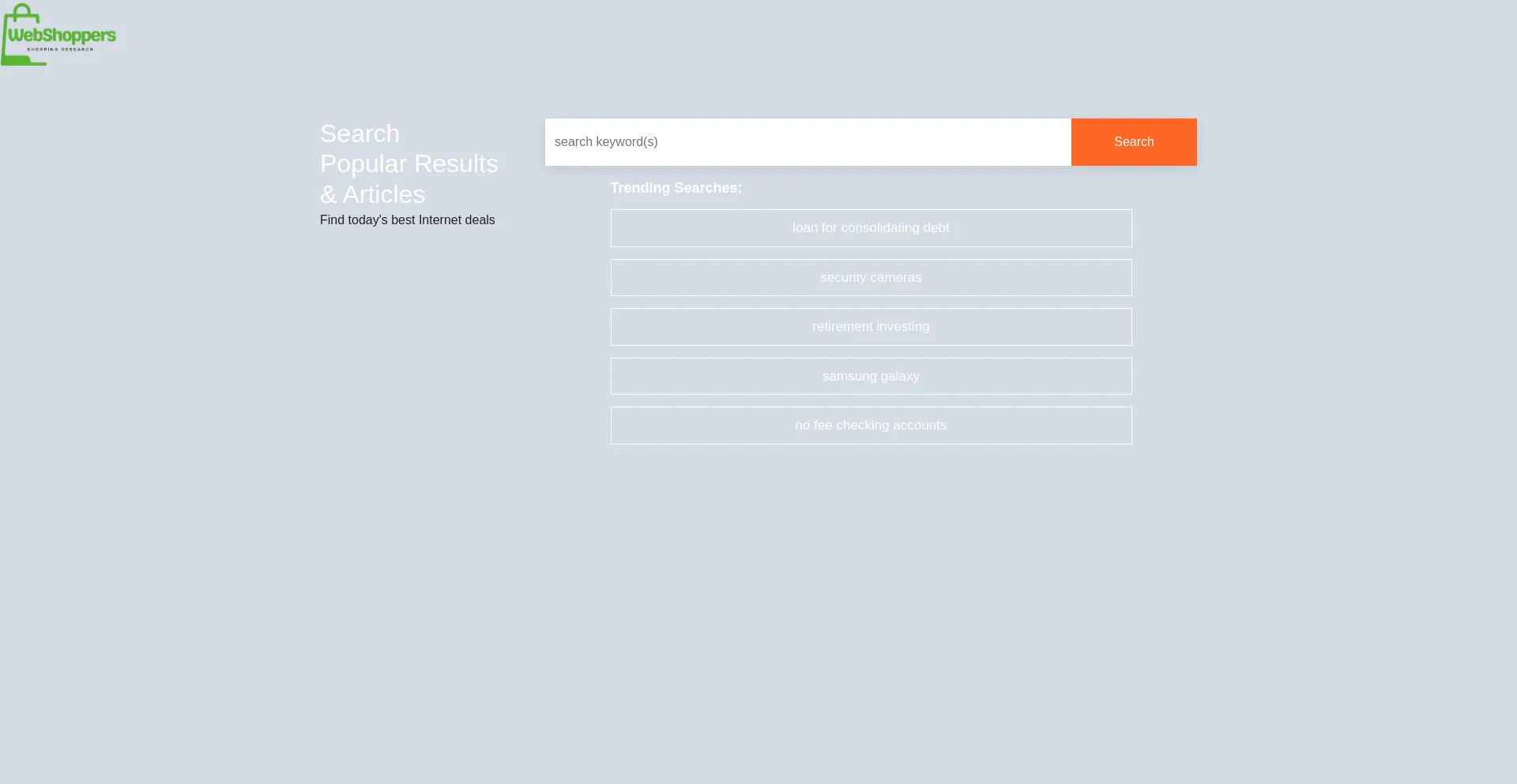 Website screenshot of Customsearch.webshoppers.co