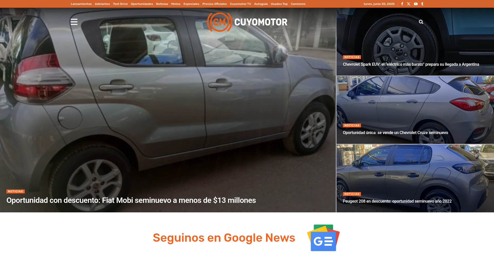 Website screenshot of Cuyomotor.com.ar