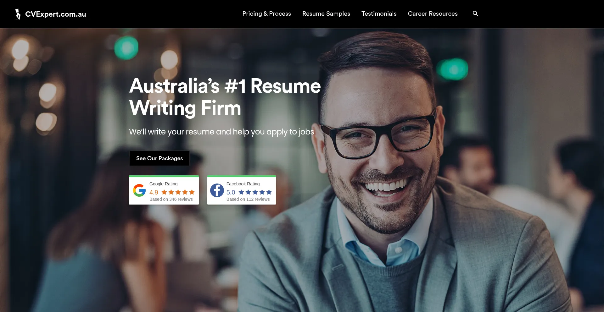 Website screenshot of Cvexpert.com.au
