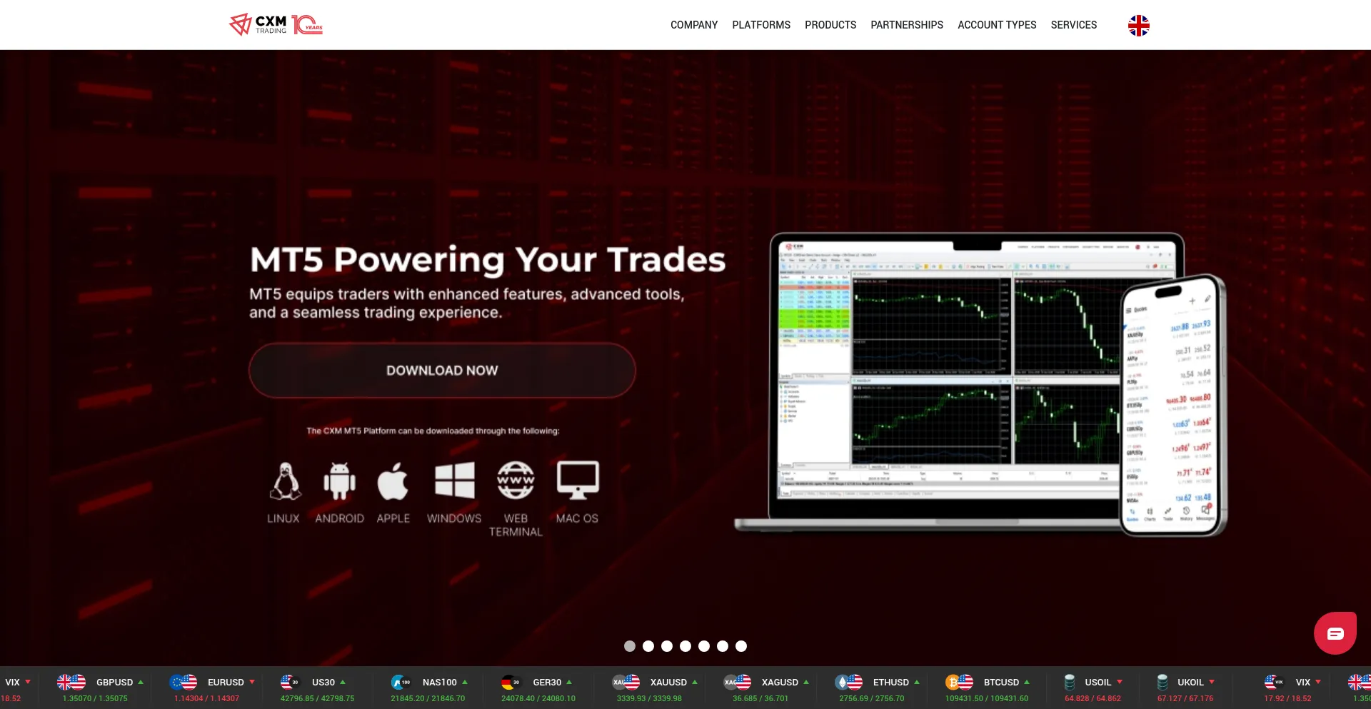 Website screenshot of Cxmtrading.com