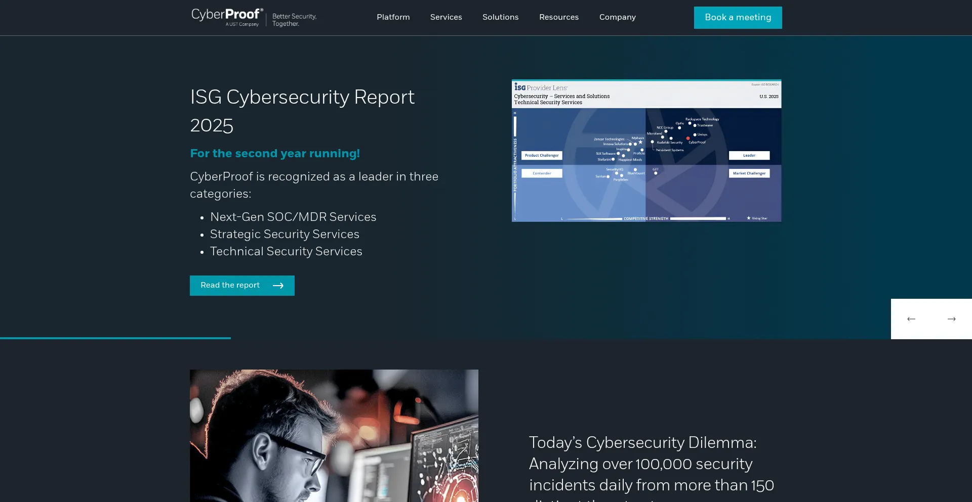 Website screenshot of Cyberproof.com