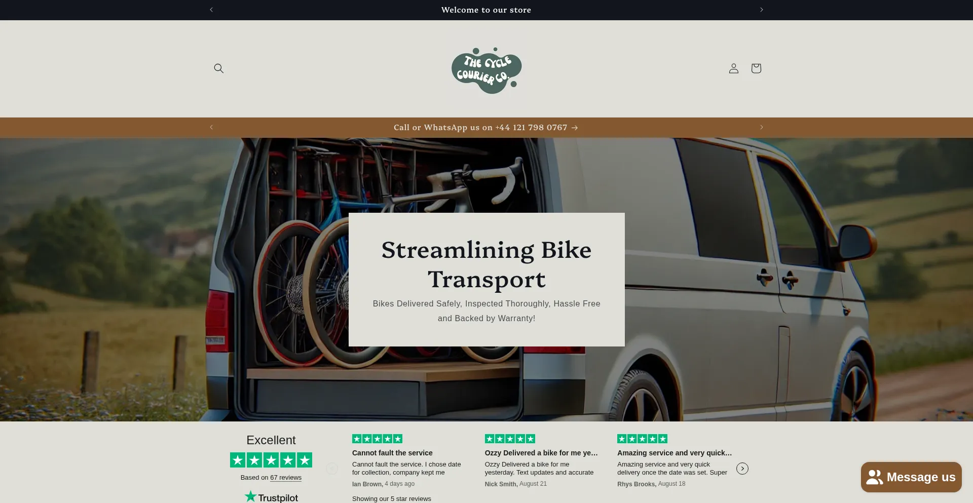 Website screenshot of Cyclecourierco.com