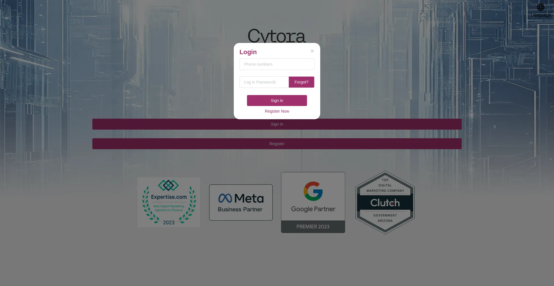 Website screenshot of Cytorawork.xyz