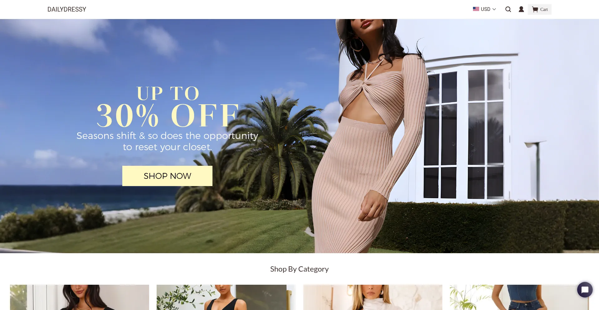 Website screenshot of Dailydressy.com