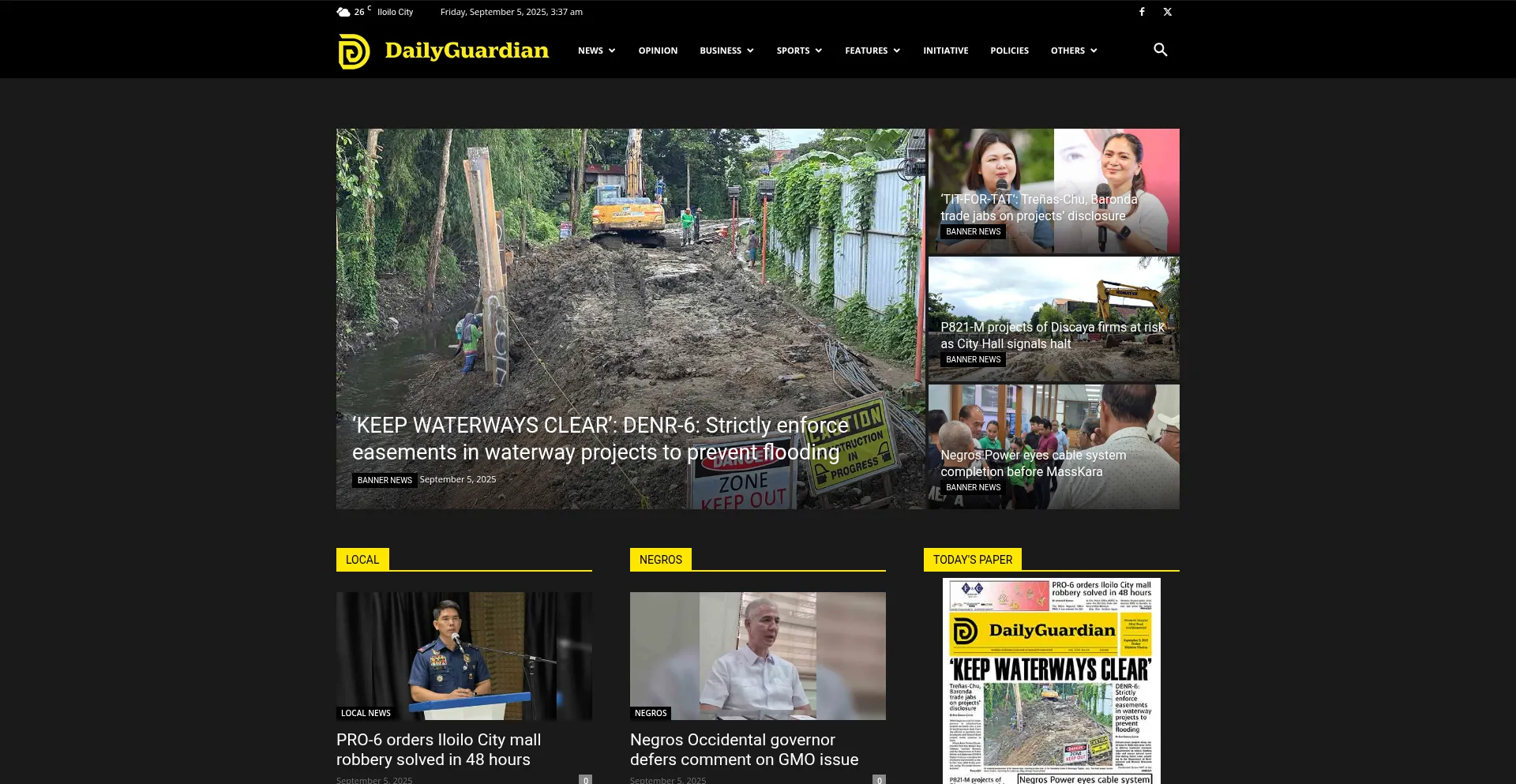 Website screenshot of Dailyguardian.com.ph