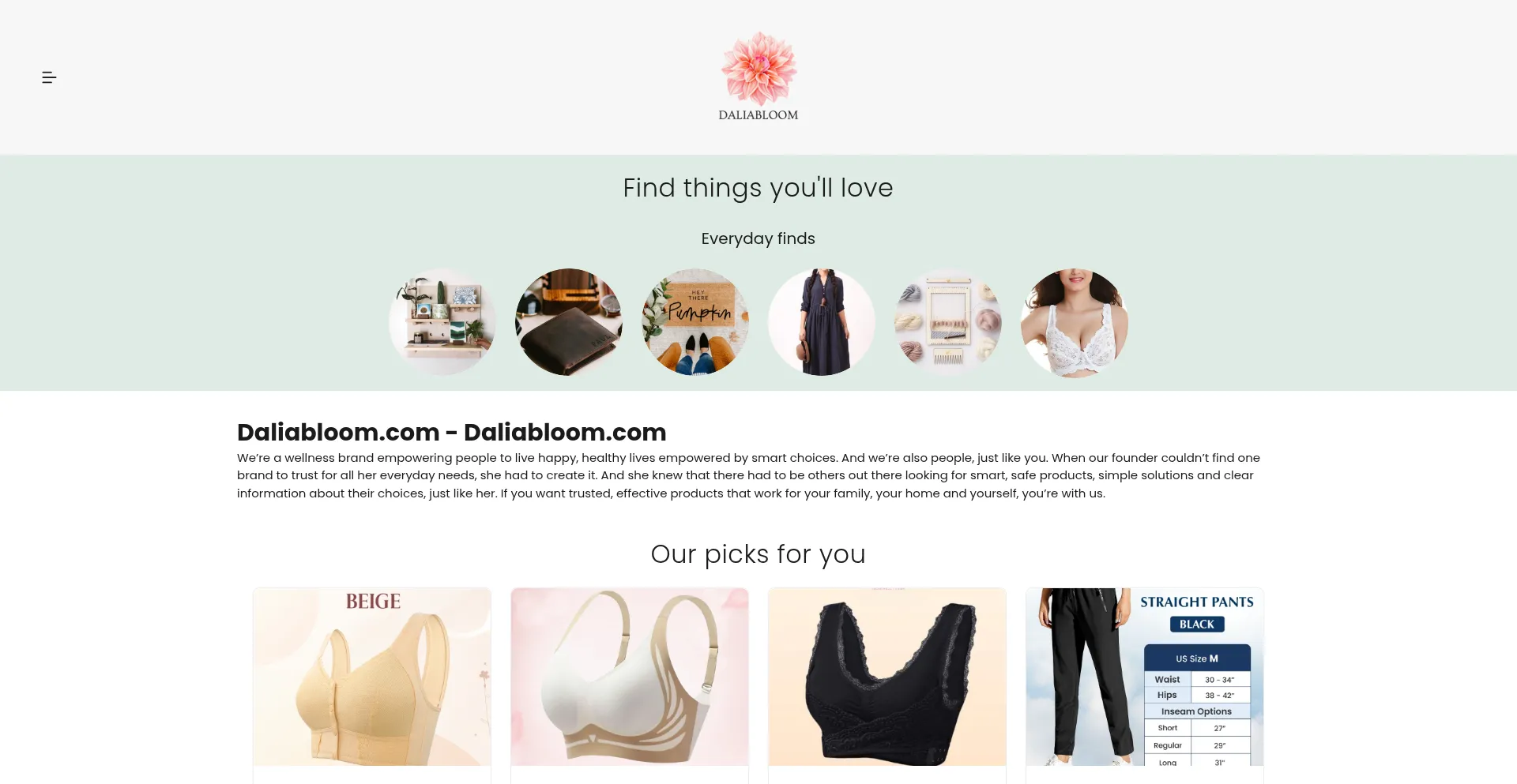 Website screenshot of Daliabloom.com