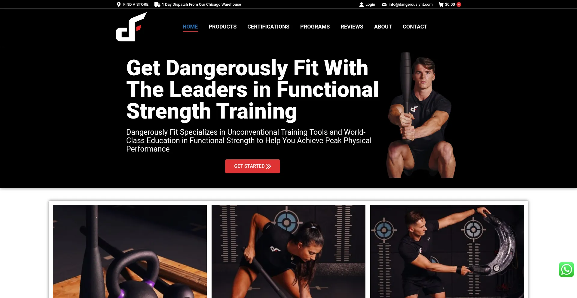 Website screenshot of Dangerouslyfit.com