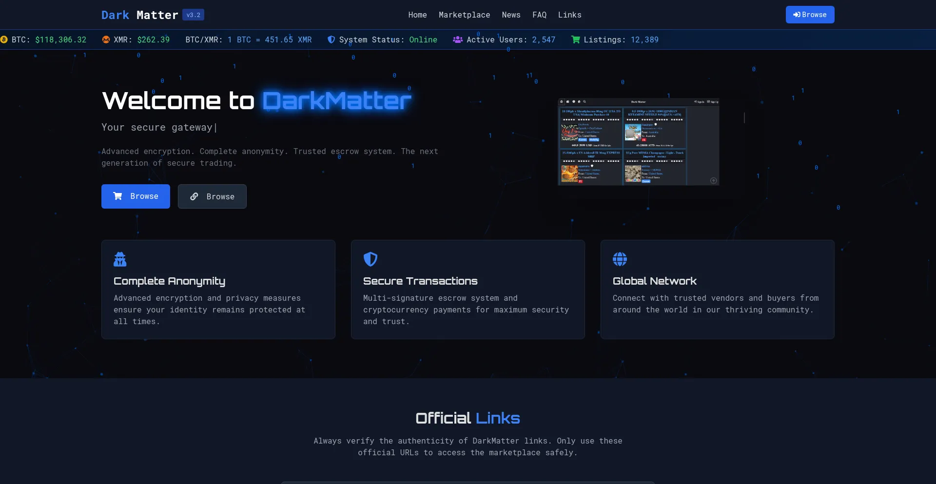 Dark-matter-market.io é Seguro e Confiável?