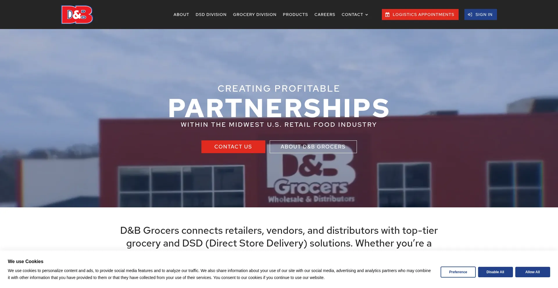 Website screenshot of Dbgrocers.com