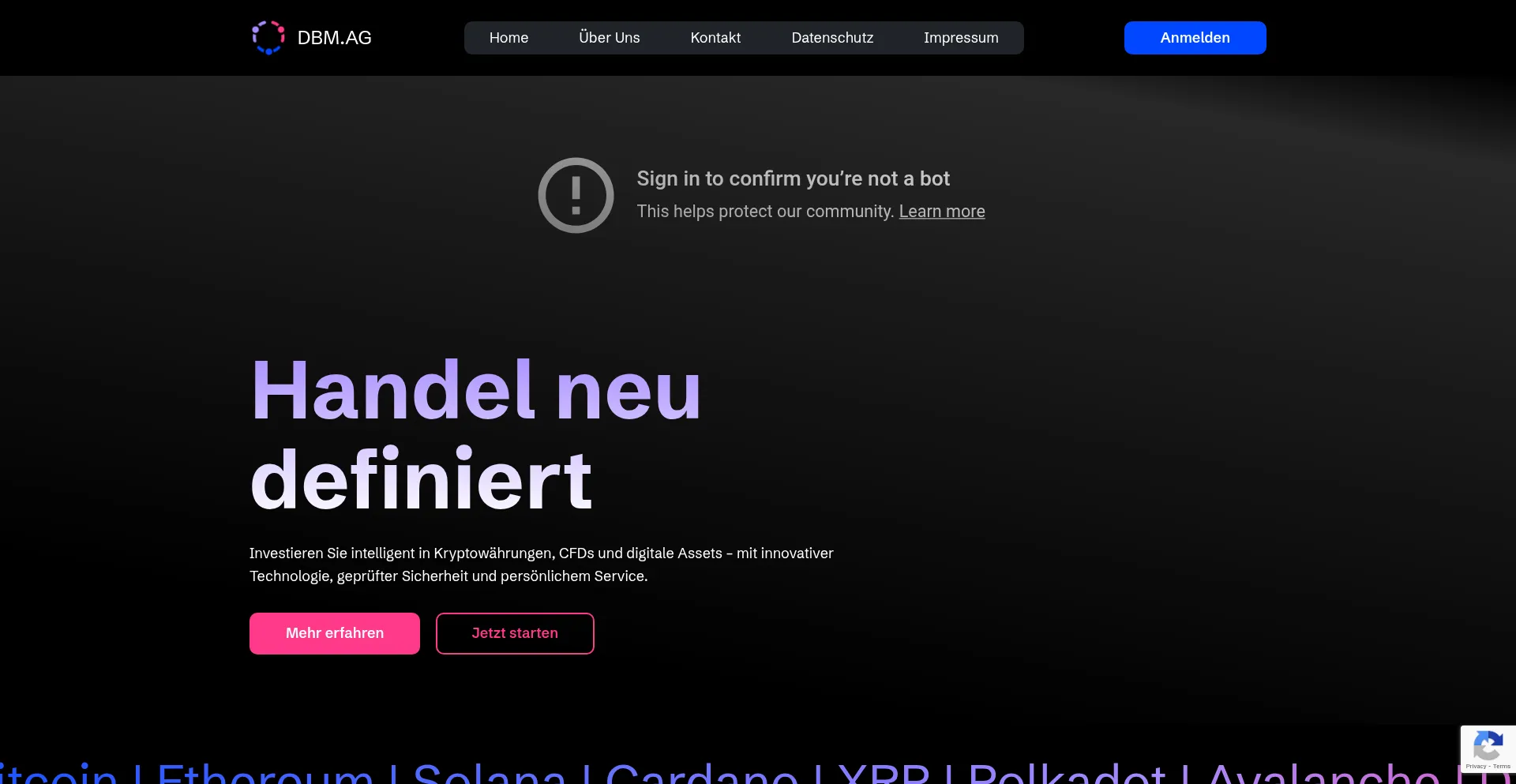 Website screenshot of Dbm.ag