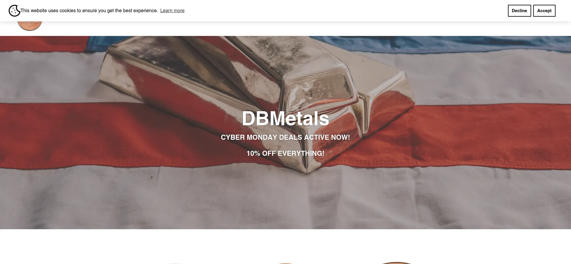 Website screenshot of Dbmetals.com