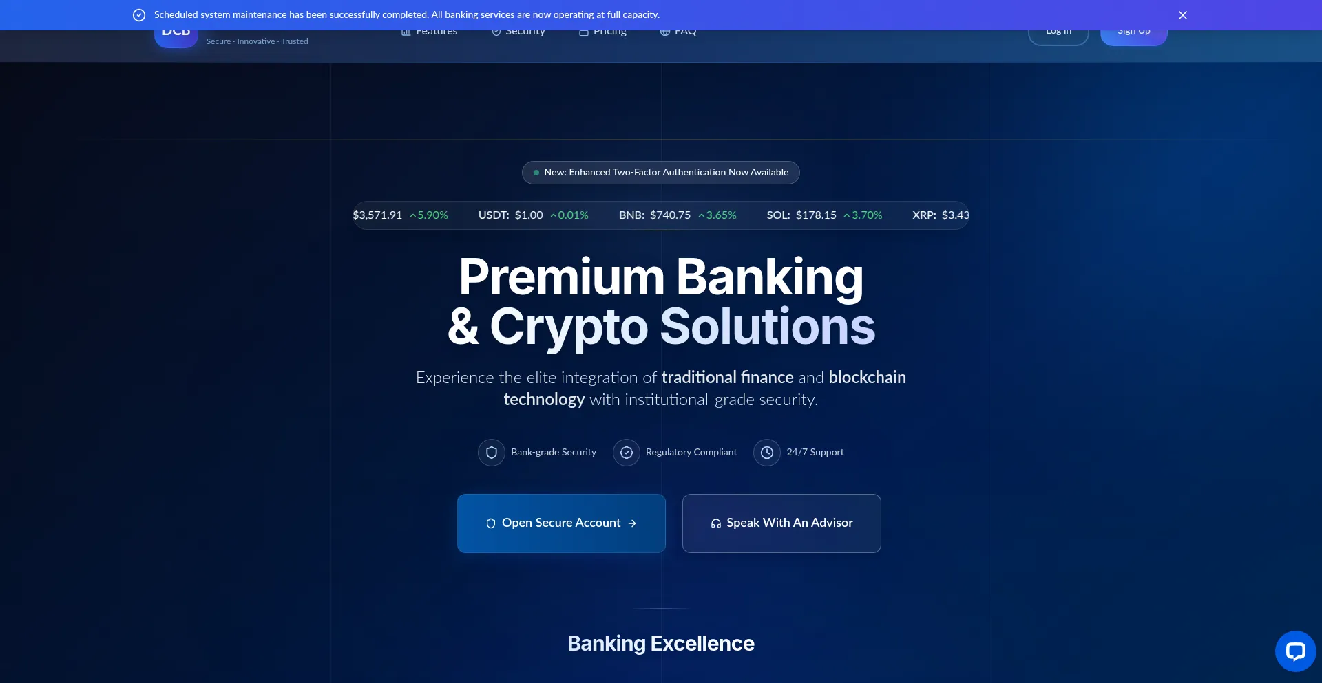 Website screenshot of Dcb-banking.com