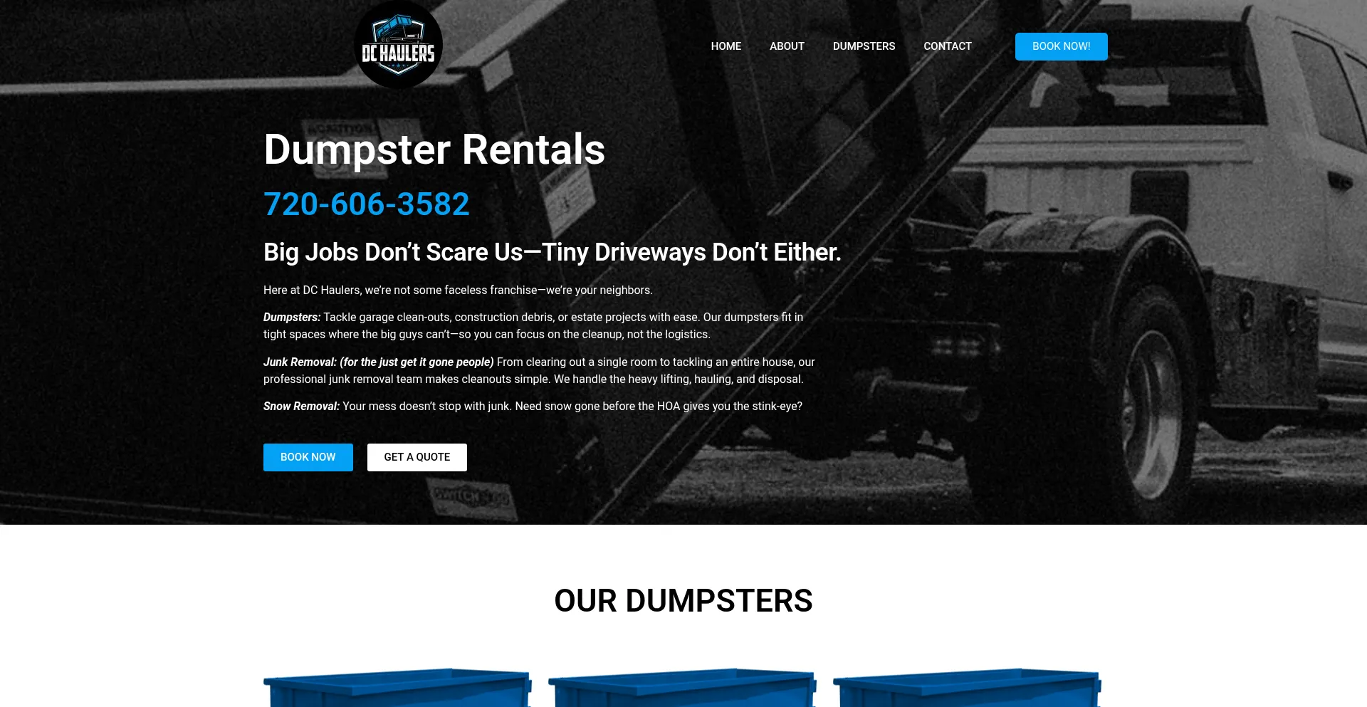 Website screenshot of Dchaulers.com