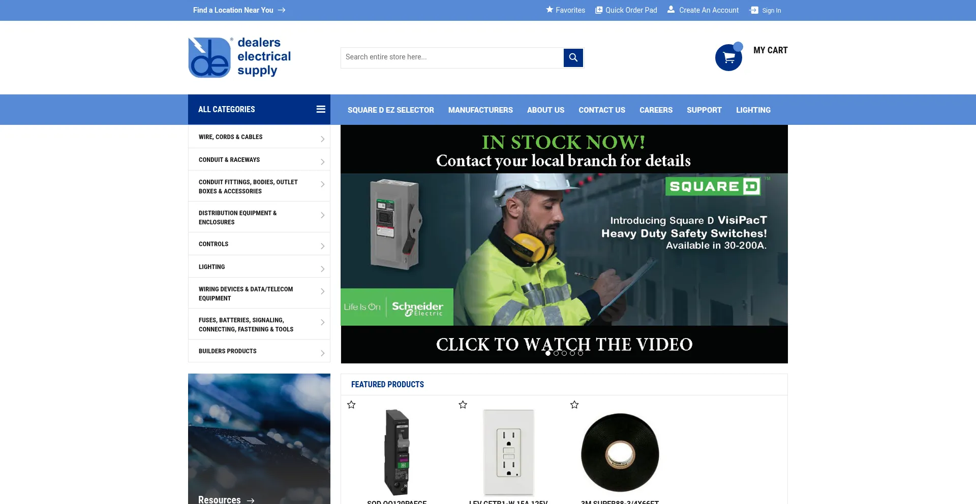 Website screenshot of Dealerselectrical.com