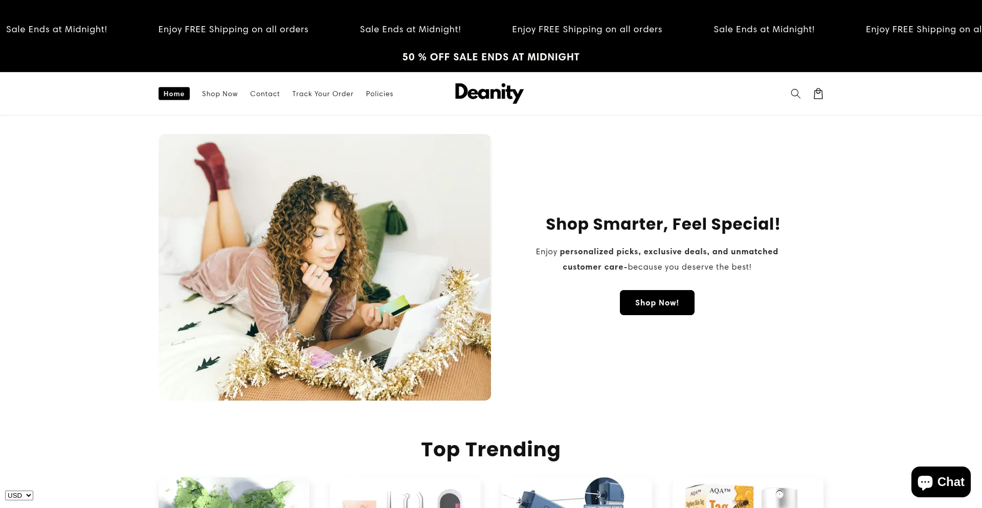 Website screenshot of Deanity.com