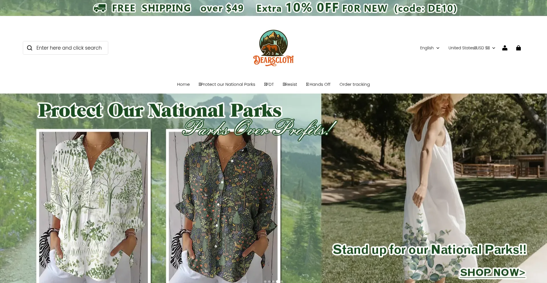 Website screenshot of Dearscloth.com