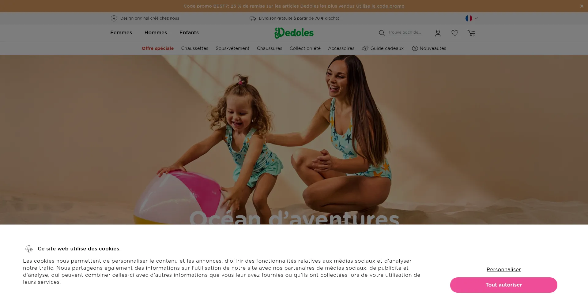 Website screenshot of Dedoles.fr
