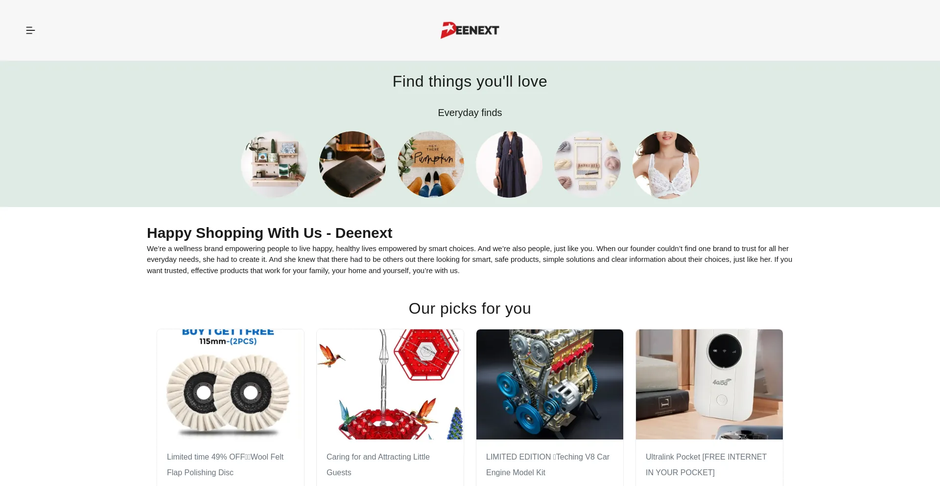 Website screenshot of Deenext.com