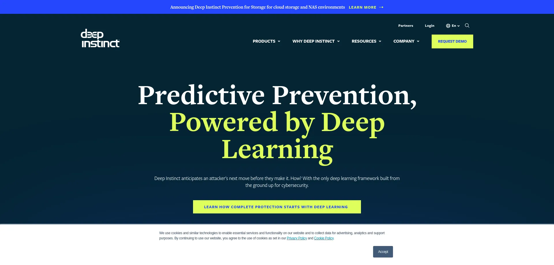 Website screenshot of Deepinstinct.com