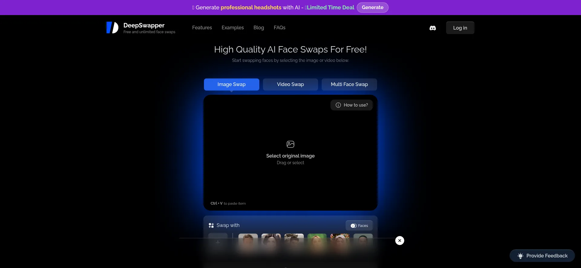 Website screenshot of Deepswapper.com
