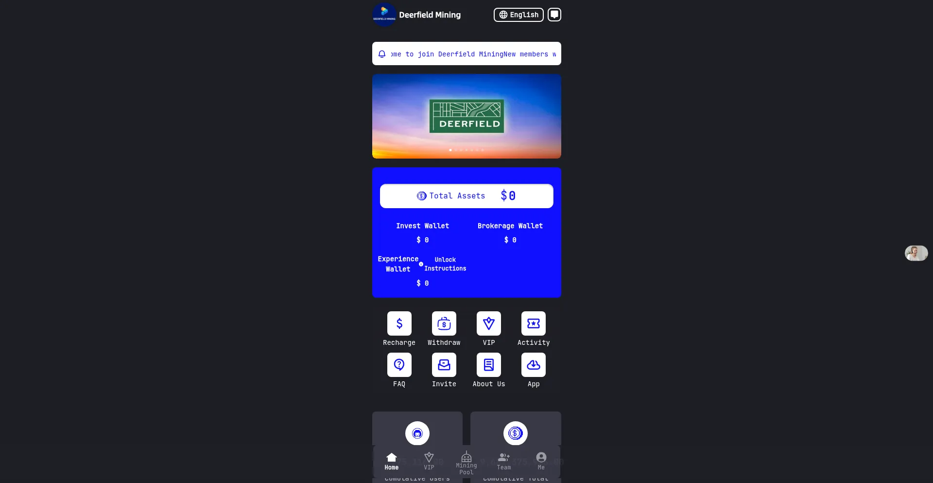 Website screenshot of Deerining.vip