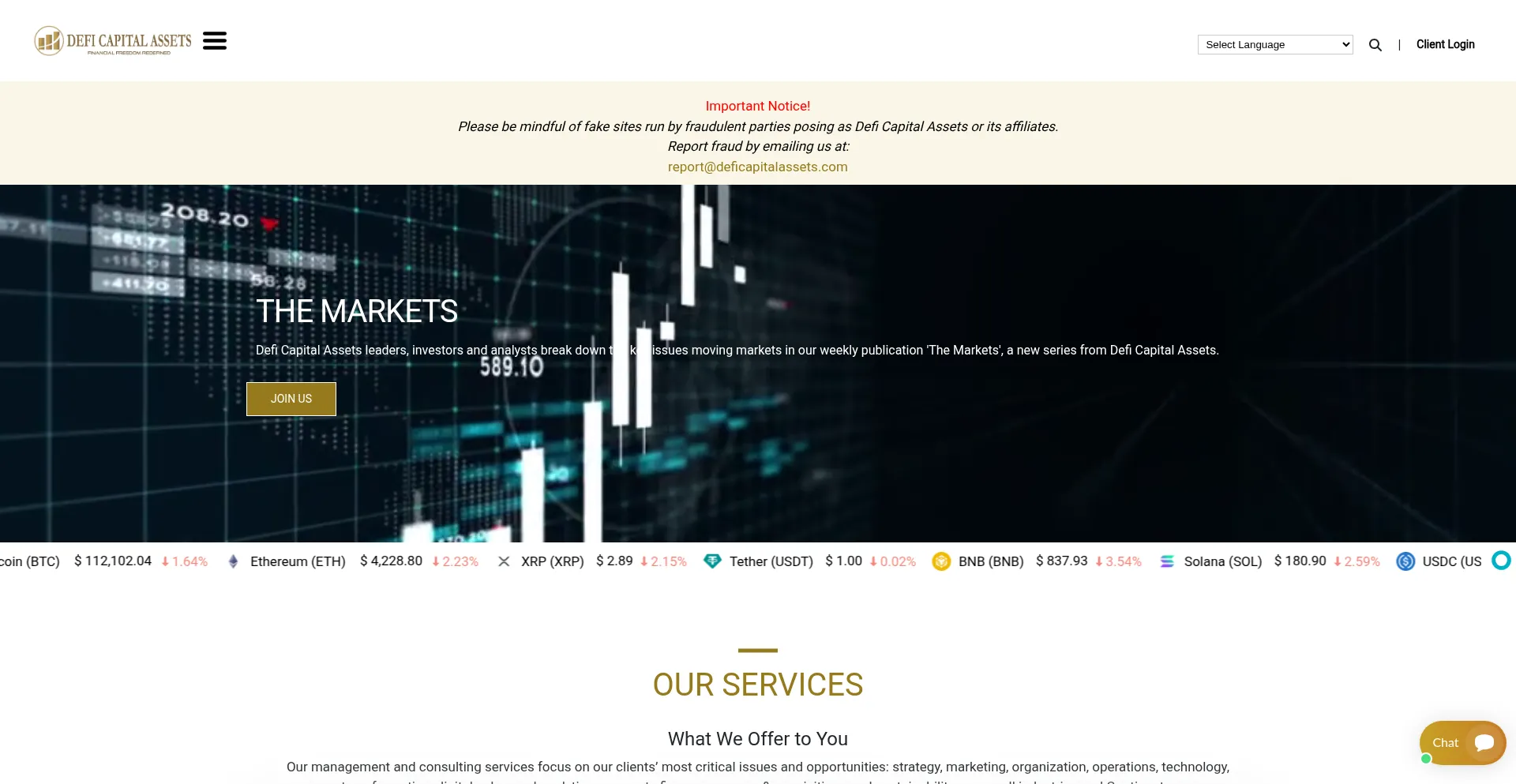 Website screenshot of Deficapitalassets.com
