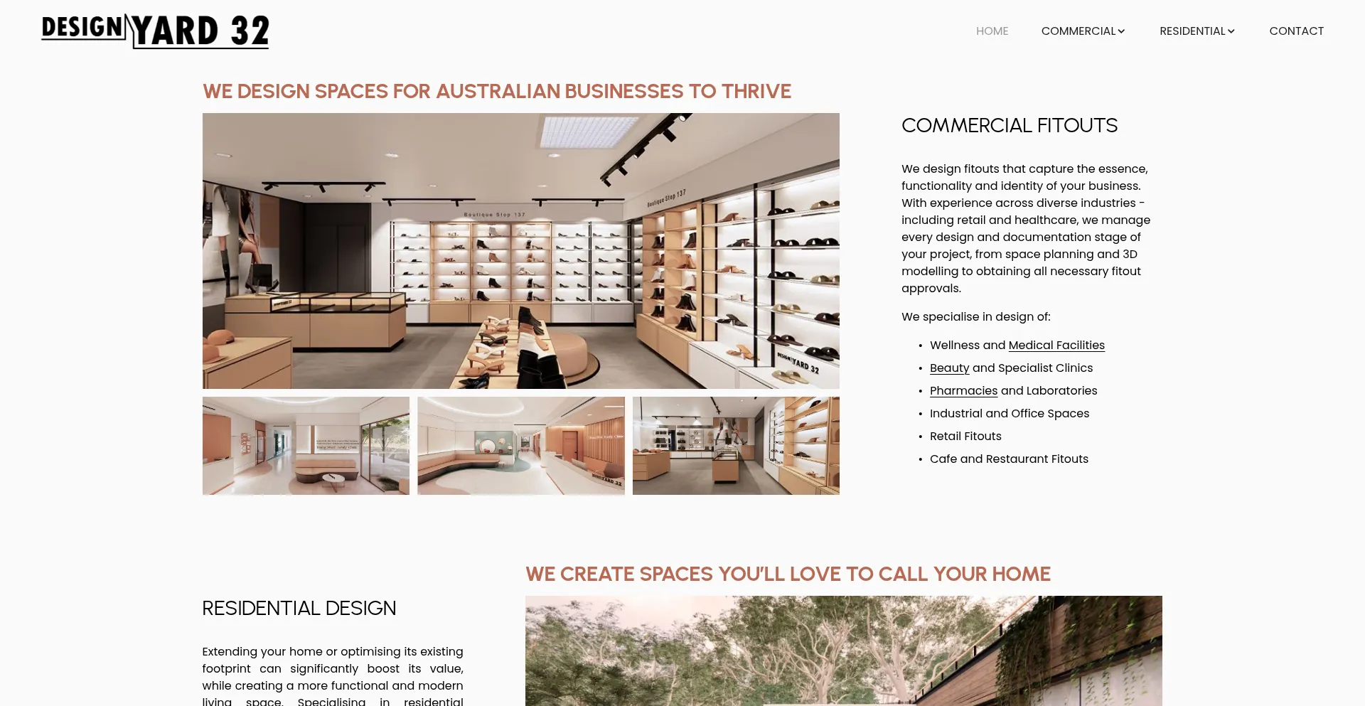 Website screenshot of Designyard32.com.au