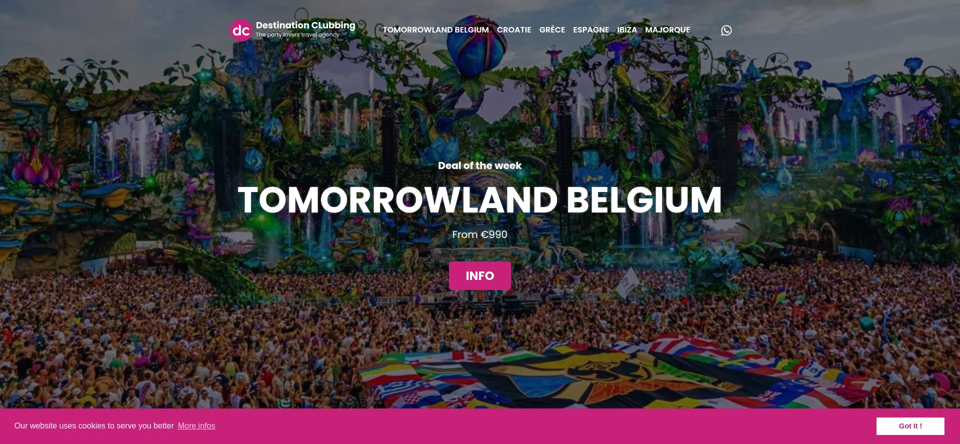 Website screenshot of Destinationclubbing.com