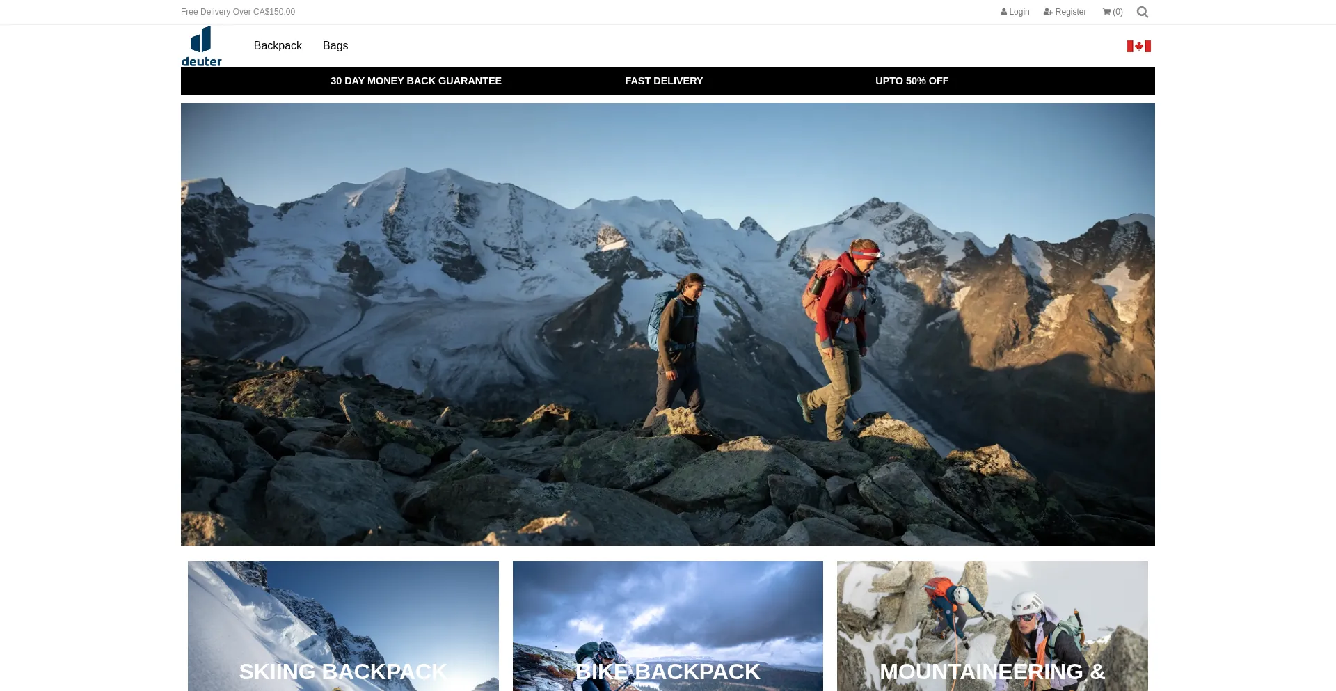 Website screenshot of Deuter-canada.com