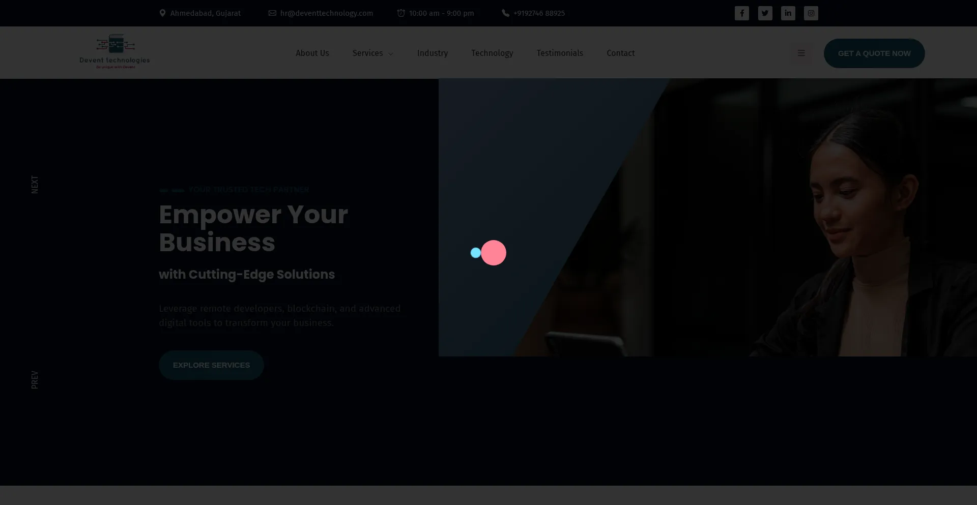 Website screenshot of Deventtechnology.com