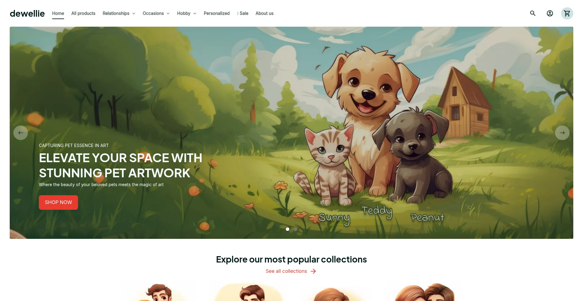 Website screenshot of Dewellie.com