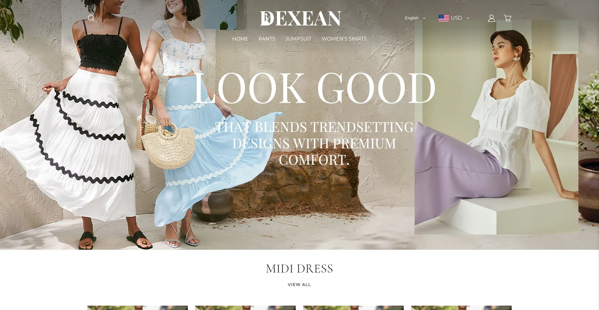 Website screenshot of Dexean.com