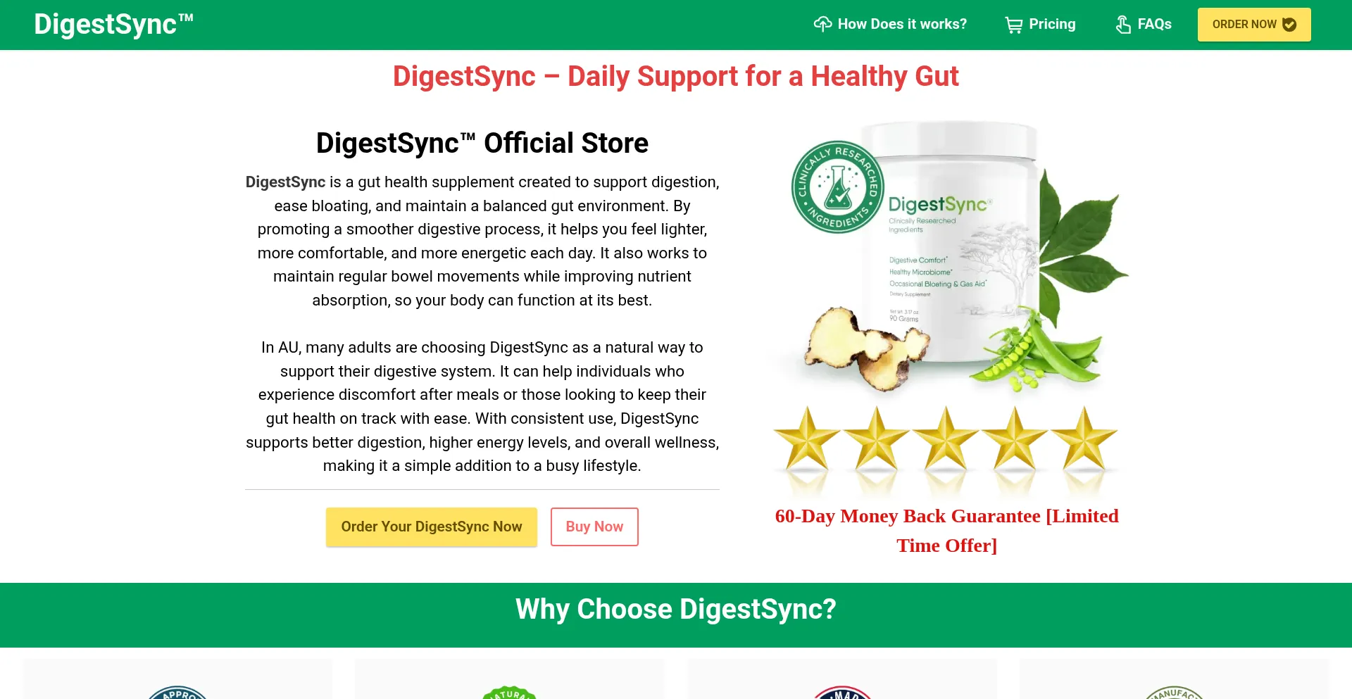 Website screenshot of Digestsync.com.au