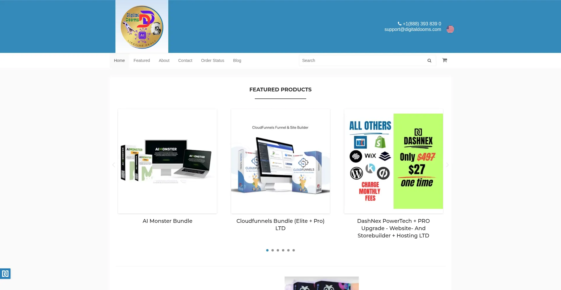 Website screenshot of Digitaldooms.store