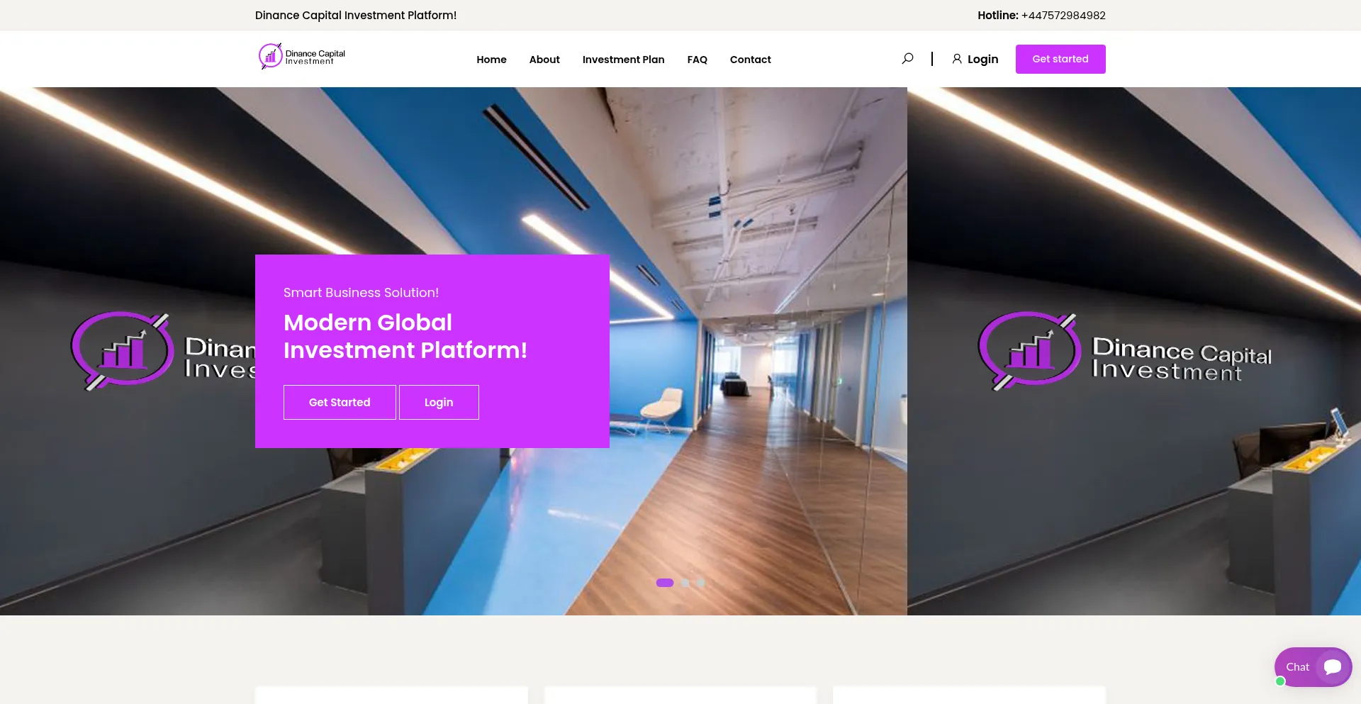 Website screenshot of Dinance-capitalinvest.com