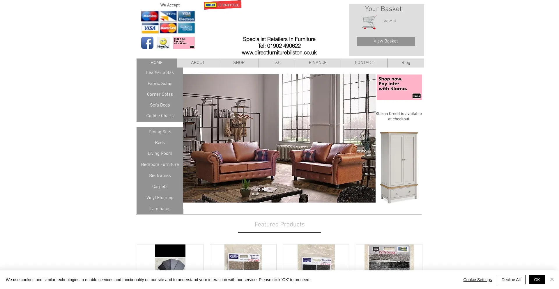 Website screenshot of Directfurniturebilston.co.uk