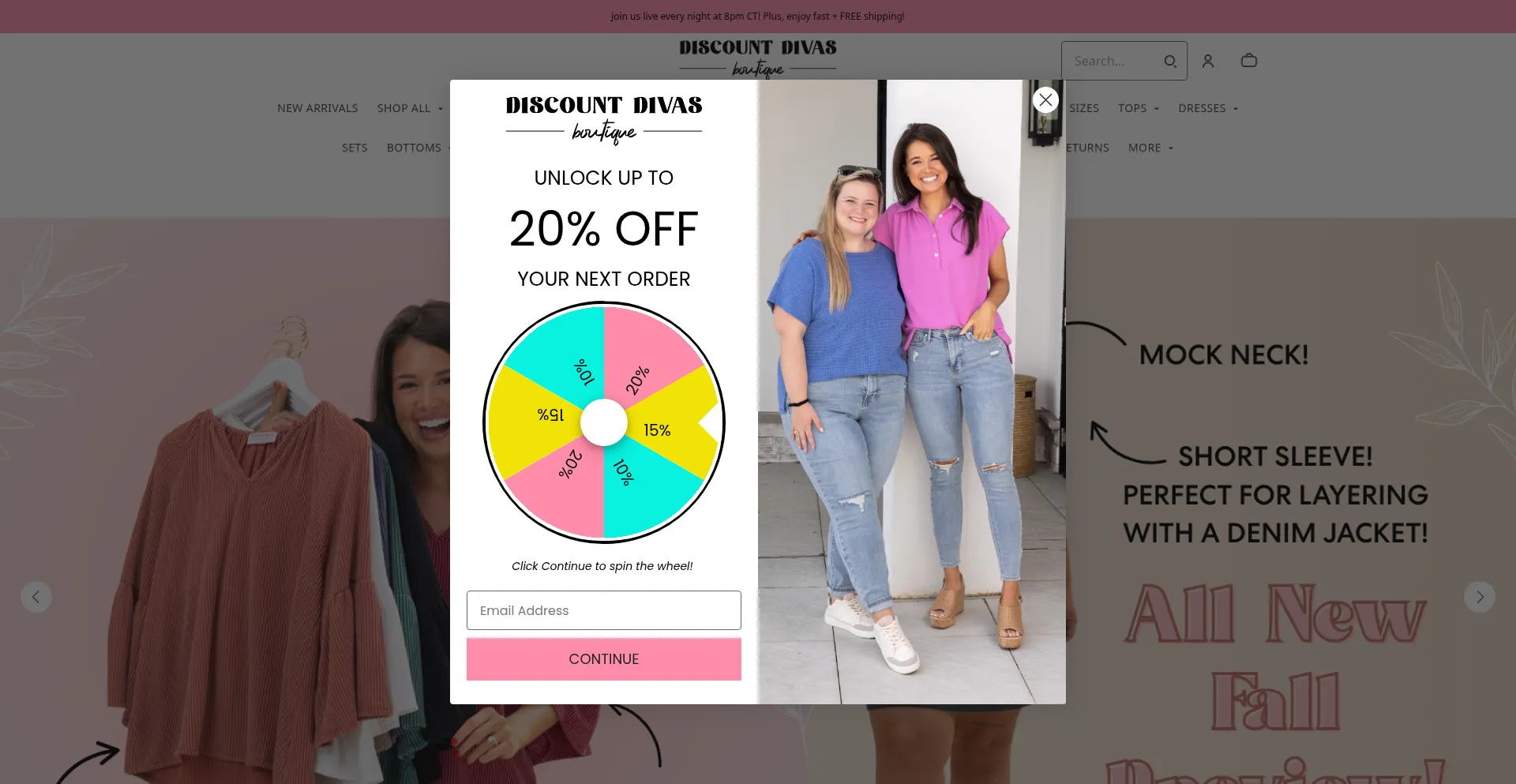 Website screenshot of Discountdivas.com