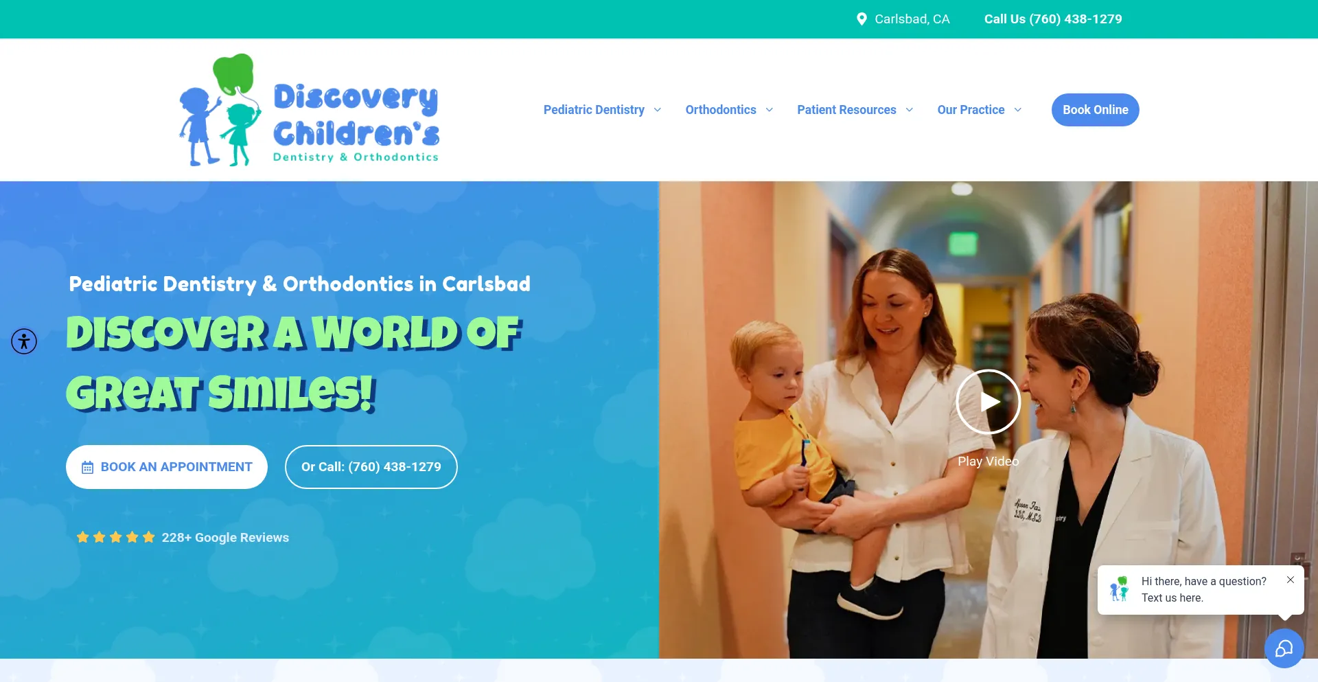 Website screenshot of Discoverychildrensdentistry.com