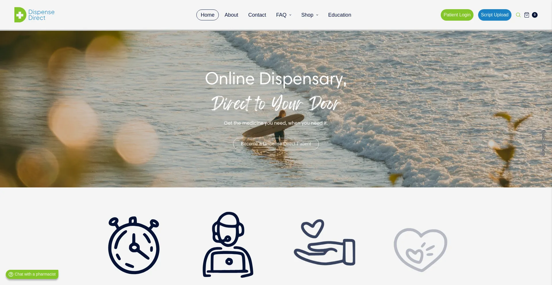 Website screenshot of Dispensedirect.com.au