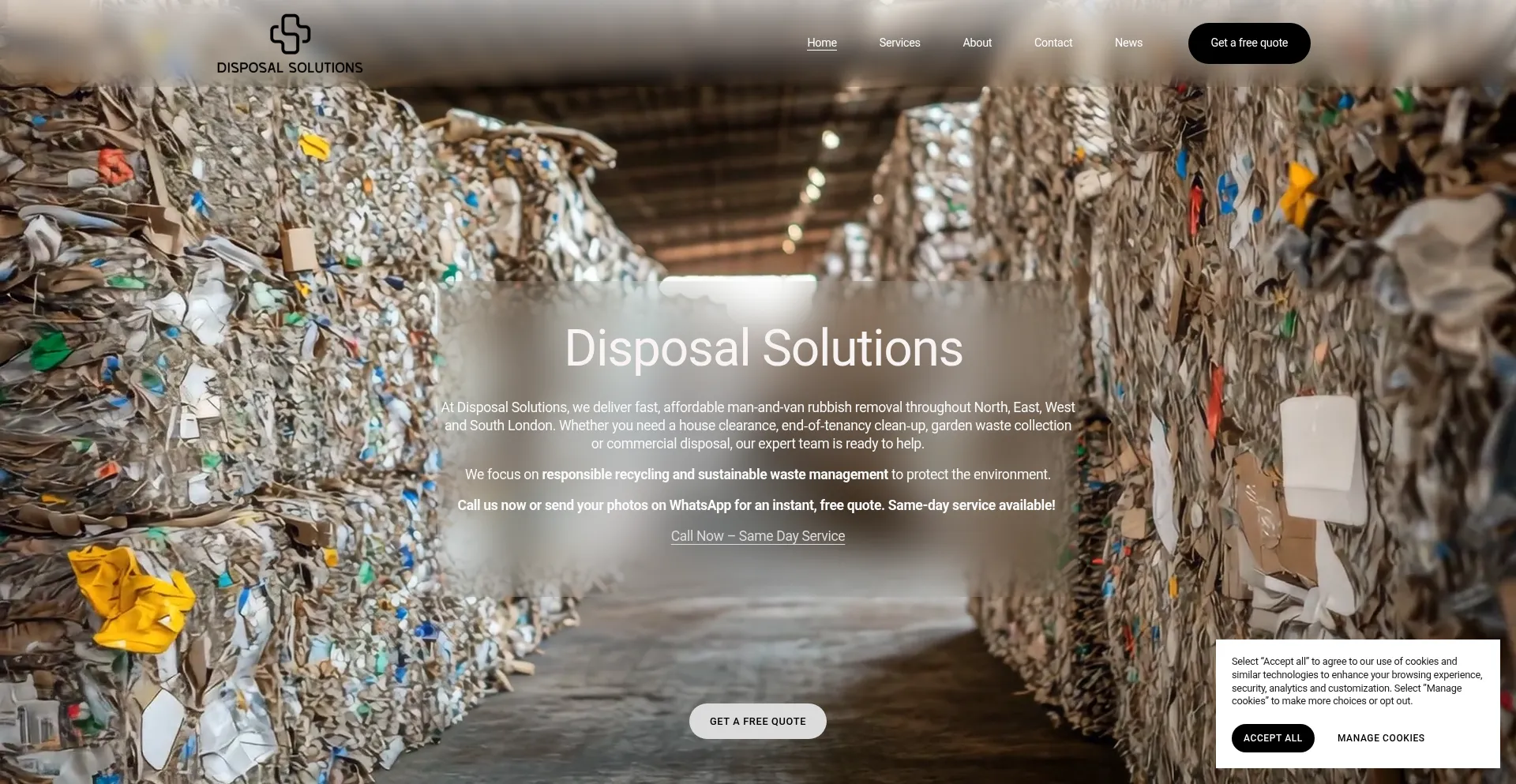 Website screenshot of Disposalsolutions.co.uk