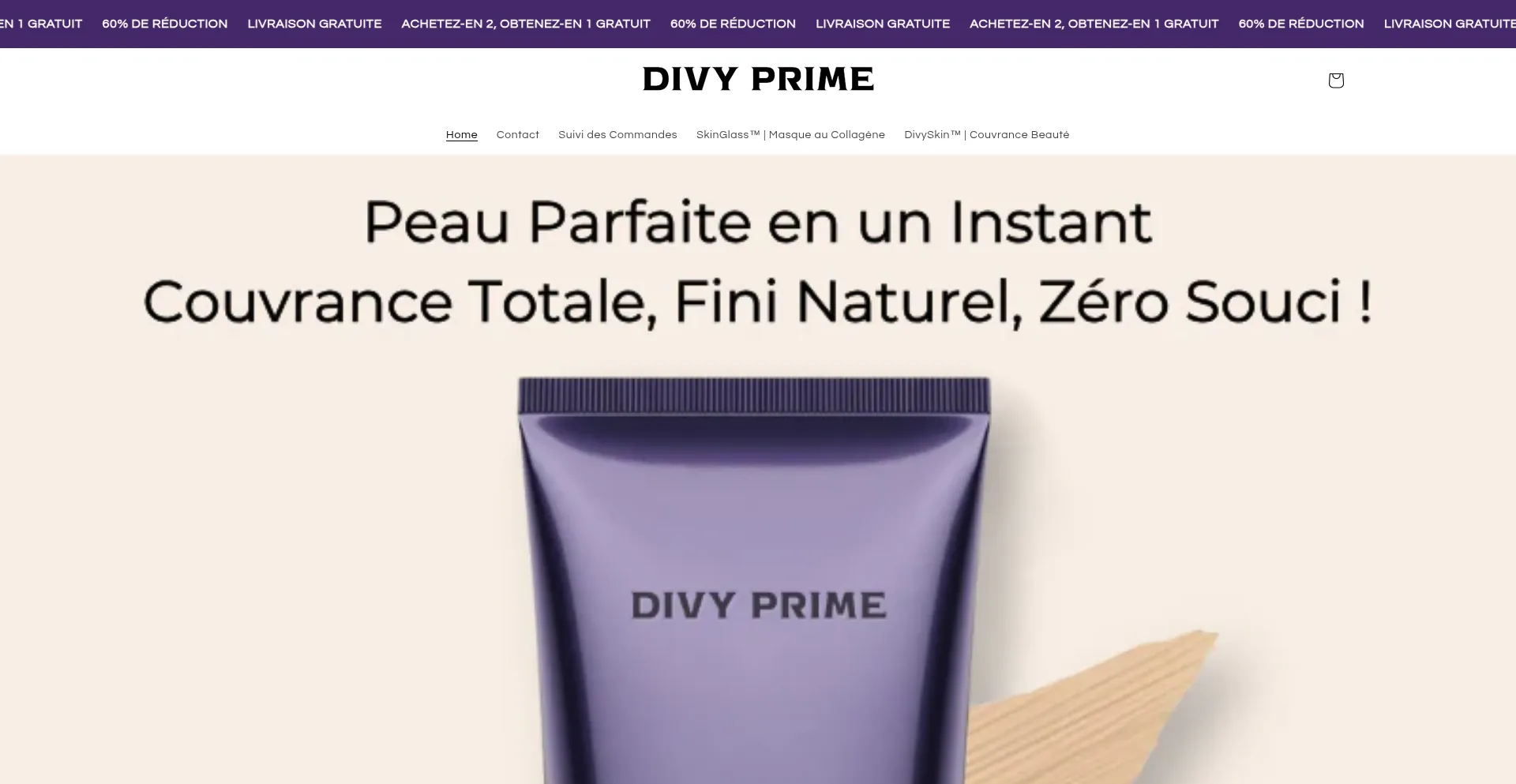 Website screenshot of Divyprime.com