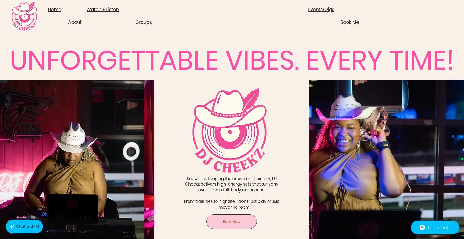 Website screenshot of Djcheekz.com