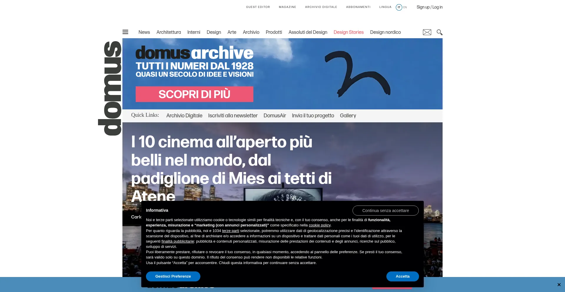 Website screenshot of Domusweb.it
